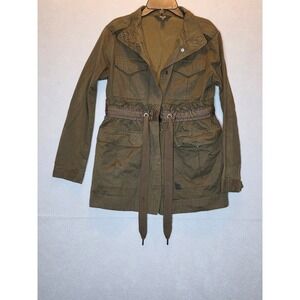 Simply Vera Vera Wang Womens XS OliveGreen Utility Jacket Cinched Waist Military